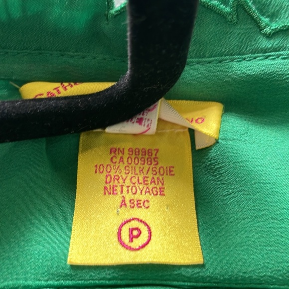 CATHERINE MALANDRINO COCKTAIL DRESS IN EMERALD GREEN SILK, SZ 8 - Picture 8 of 11